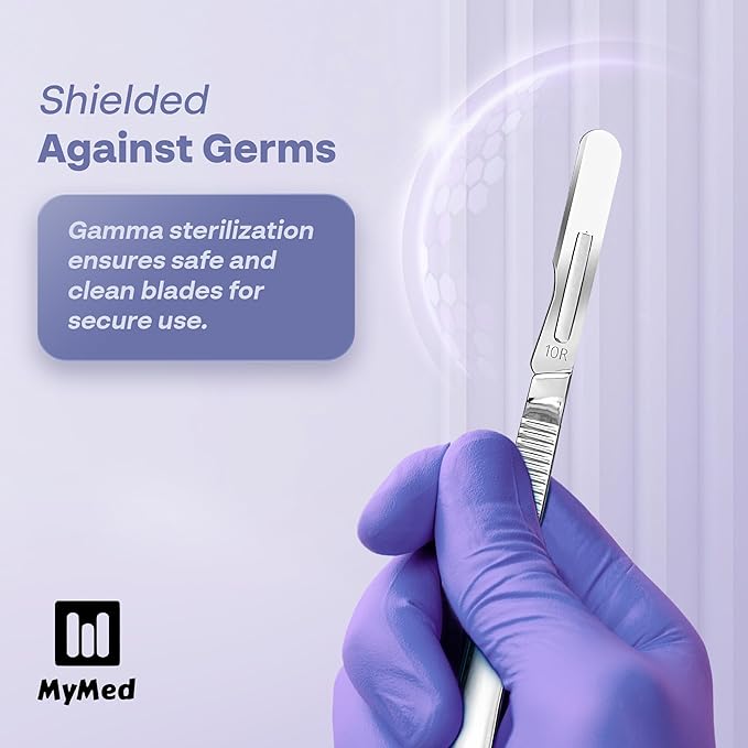 10R Blades Dermaplaning Kit Containing 10r Blades Scalpels Pack of 100 with Scalpel Handle #3 + 10R Scalpel Blade Remover Box + Hemostat by Mymed-BrightBean Baby