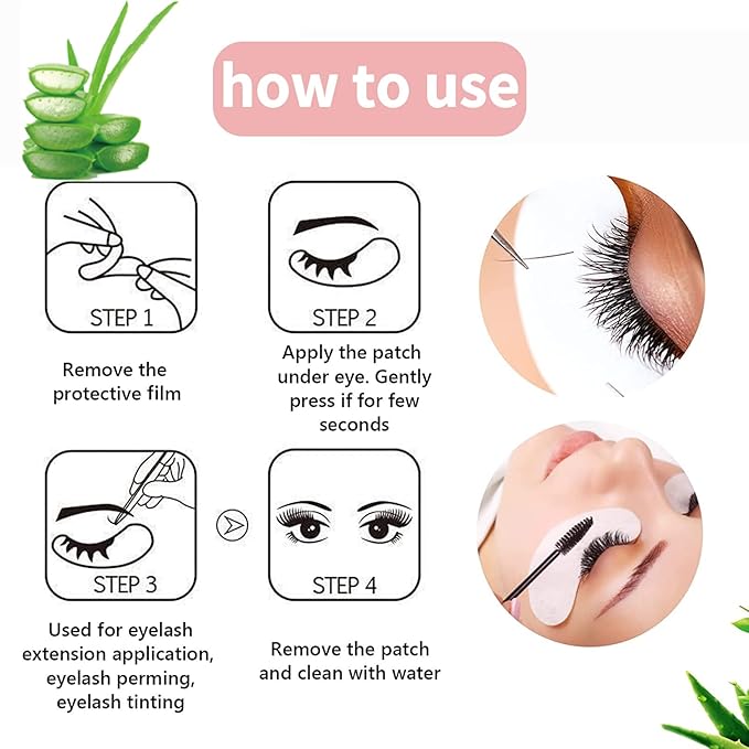 350 PCS Under Eye Gel Pads,Eyelash Mascara Brushes,Holder Eyelash Extension Rings - 100% Naturel Lint Free,Comfy and Cool,Eyelash Extension Eye Pads,Hydro gel Eye Patches Beauty Tool(Pink)-BrightBean Baby