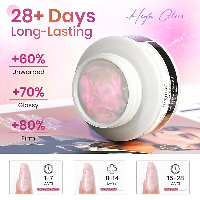 MIZHSE Solid Builder Gel for Nails, Mermaid Pearl 1oz Hard Gel Builder Non Sticky Nail Extension Gels Long Lasting Modeling Sculpture Nail Salon Art Home Use-BrightBean Baby