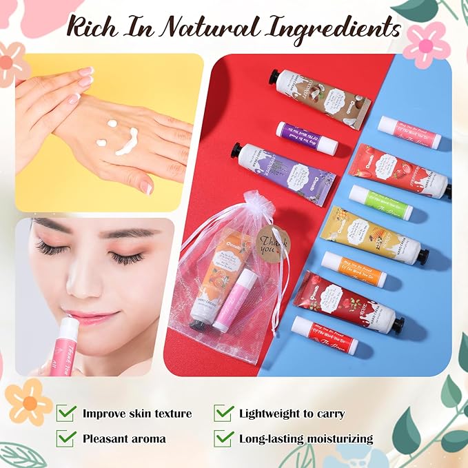 Thank You Gifts for Employee Hand Cream and Lip Balm Bulk Set with Organza Bag Thank You Card Hand Lotion Appreciation Gift Set for Women Men Coworkers Volunteer(24 Set)-BrightBean Baby