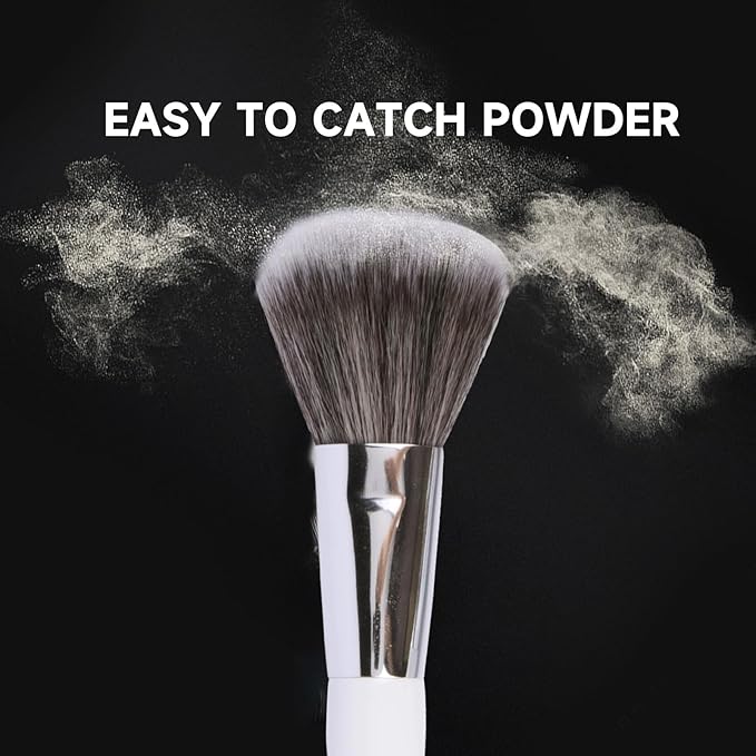 Travel Makeup Brushes Set w/Pouch, 5PCS Double Ended Portable Mini Cosmetic Brushes Kit for Foundation, Eyeshadow, Lip, Blush Make Up Brushes Professional(White)-BrightBean Baby