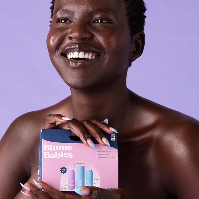 Blume Babies Travel Size Skincare - Skincare Gift Set Includes Meltdown Acne Oil, Milky Fade Dark Spots Serum, and Meltdown Gel Cream Face Moisturizer for Acne and Blemish Prevention (3 Count)-BrightBean Baby