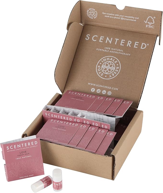 Scentered Party Favors for Wedding, Anniversary, Birthday - 30 x Mini Aromatherapy Inhaler Balm Sticks - Love: Enchanting Essential Oils Blend - Adult Party Favors for Women & Men-BrightBean Baby
