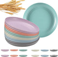 12 Pcs Unbreakable Deep Dinner Plates Set, 9 inch Reusable Plastic Wheat Straw Plates, Microwave and Dishwasher Safe Plate for Kitchen, Lightweight Plate for Dessert, BPA Free, 6 Colors