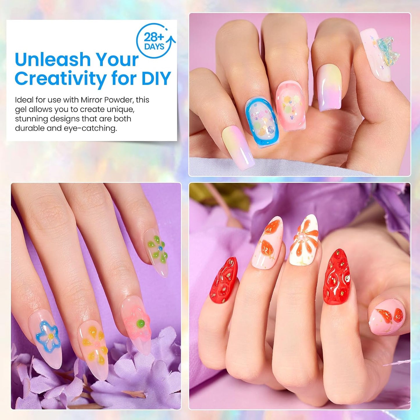 Beetles Sculpting Gel 3D Gel for Nail Art - 6 Colors No Wipe Nail Polish Rhinestone Nail Art Glue for Drawing Molding Sculpture Jewelry Decoration Manicure DIY Design-BrightBean Baby