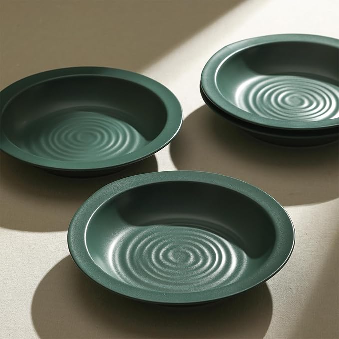 Stone Lain Orbit 4-Piece Pasta Bowl Set Stoneware, Green