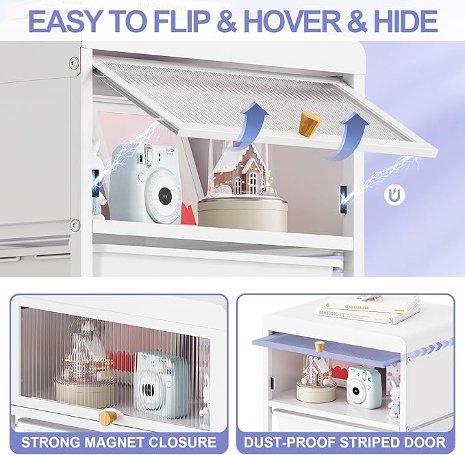 Utility-Rolling-Storage-Drawer-Craft-Cart-Organizers with 4 Drawers & Dust-proof Door for Kid Craft Art Room,Bedroom,Home Office, Craft Drawer cart, Classic White-BrightBean Baby