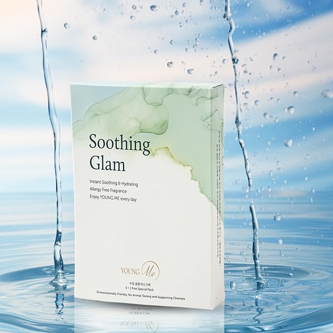 YoungMe Soothing Glam Facial Sheet Mask - 1 Sheets Face Masks | Korean Face Mask Skincare - Deep Real Masks for Sensitive Skin or All Skin Types-BrightBean Baby