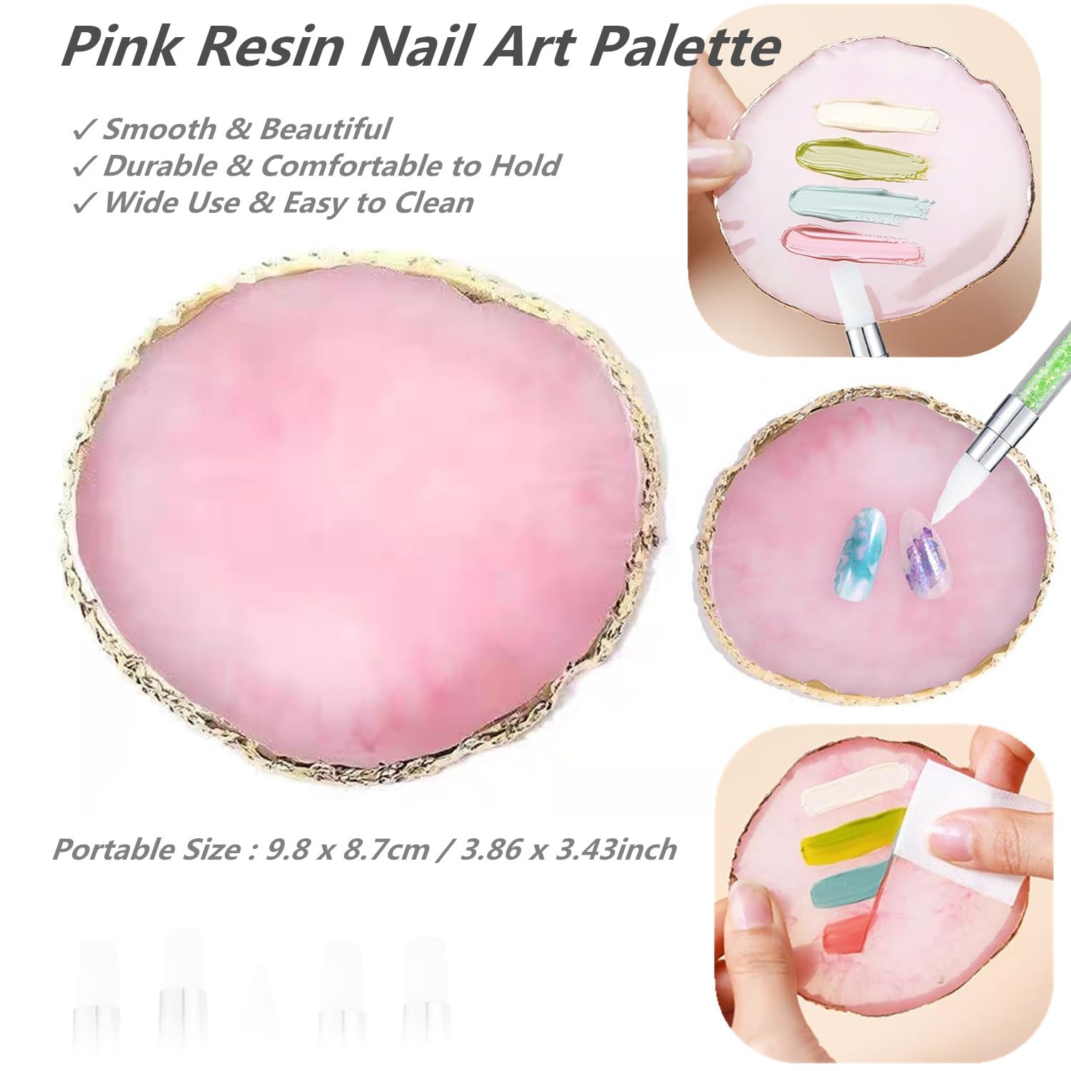 Nail Art Design 11PCS Kits - Resin Nail Art Palette, 5Pcs Nail Art Sculpture Pen Dual Tipped Silicone Nail Tools, 5Pcs Double Ended Nail Dotting Pens-BrightBean Baby