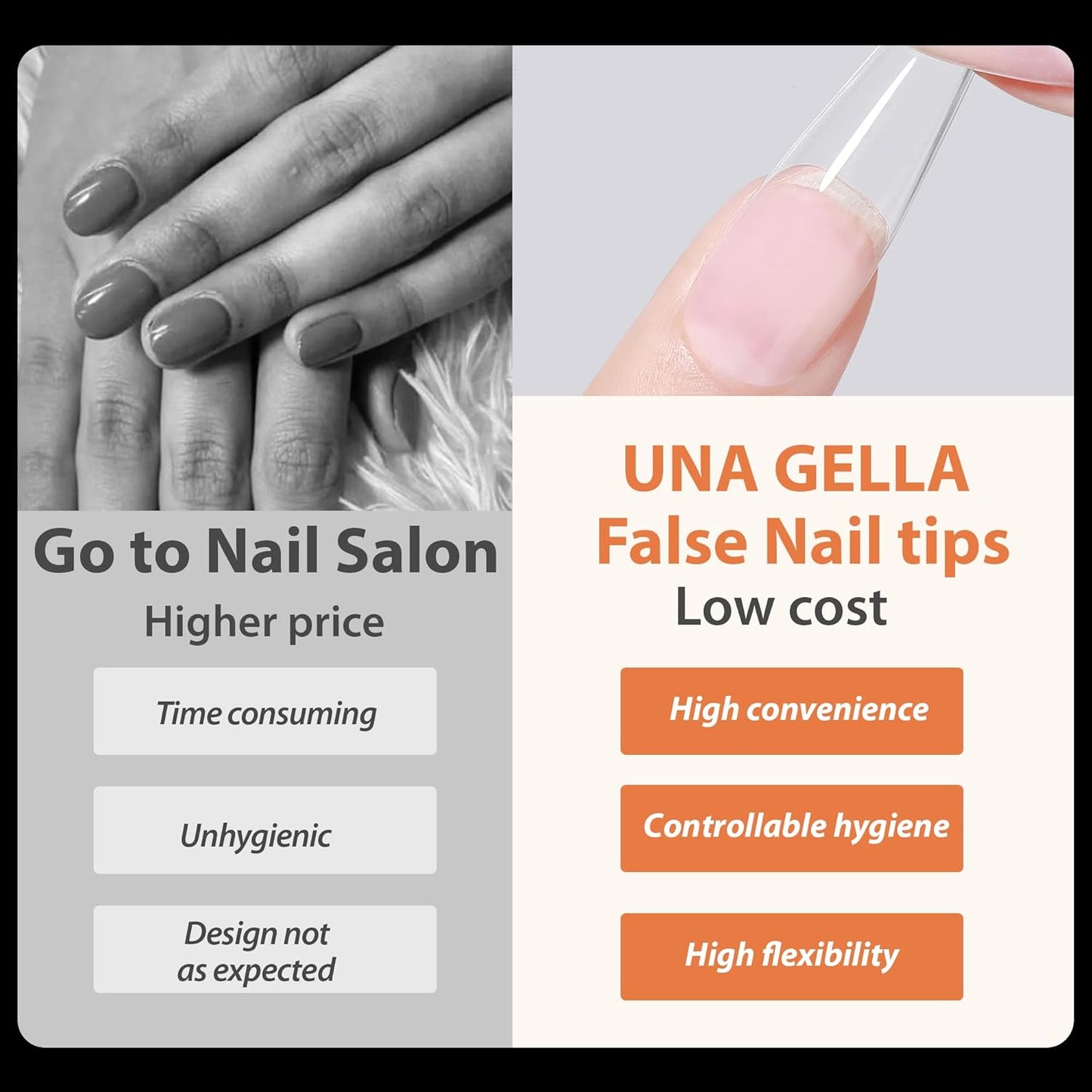 UNA GELLA Duck Fake Nail Tips 504 PCS Clear Soft Gel Short Half Cover Nail Tips Curved for Nail Extensions Professional Salon & Home DIY Nail Art 11 Sizes-BrightBean Baby