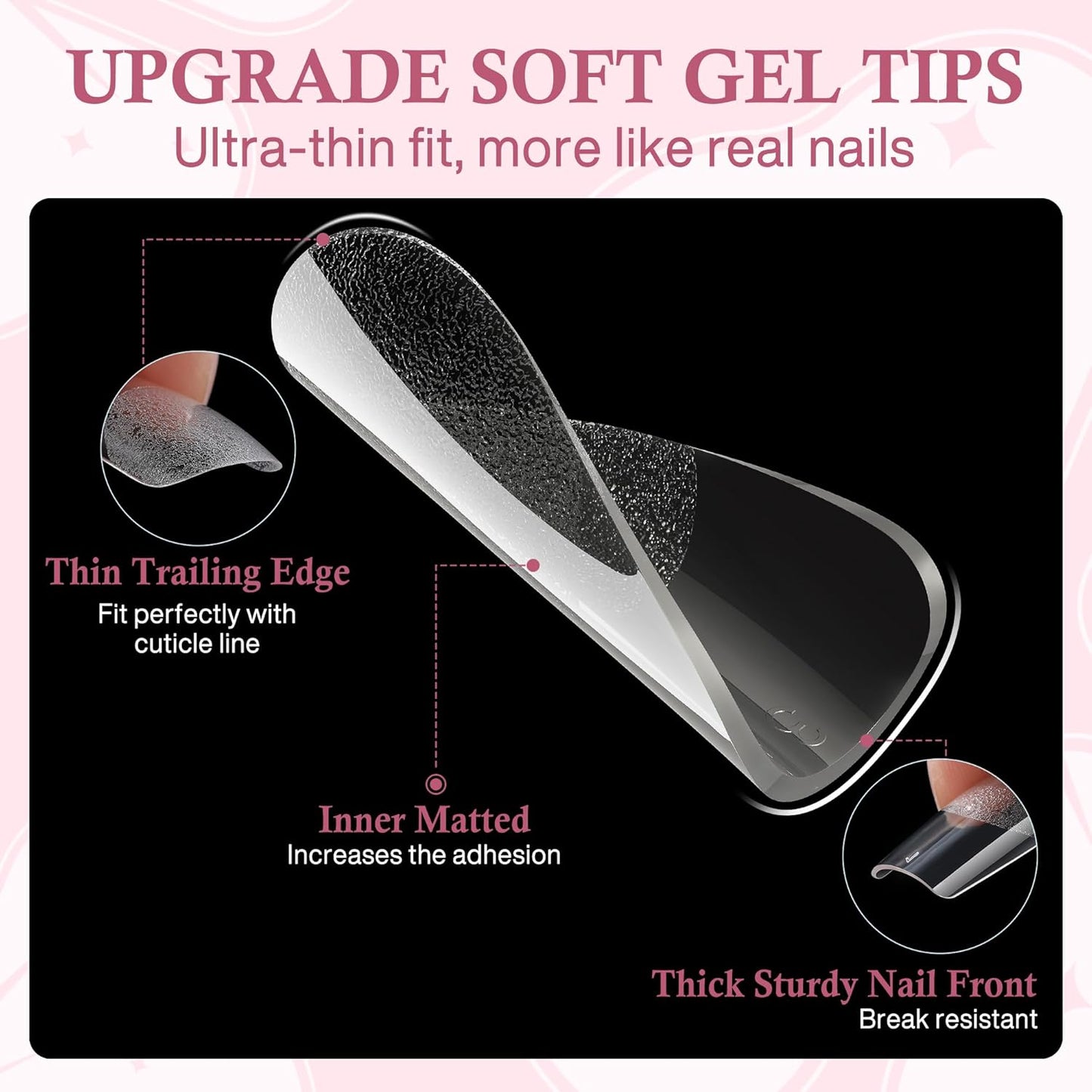 Nail Tips Square: 504pcs Pre-etched Square Press on Nails Clear Full Cover Fake Nails for French Nail Extension Salon Home DIY 12 Sizes Gel Tips-BrightBean Baby