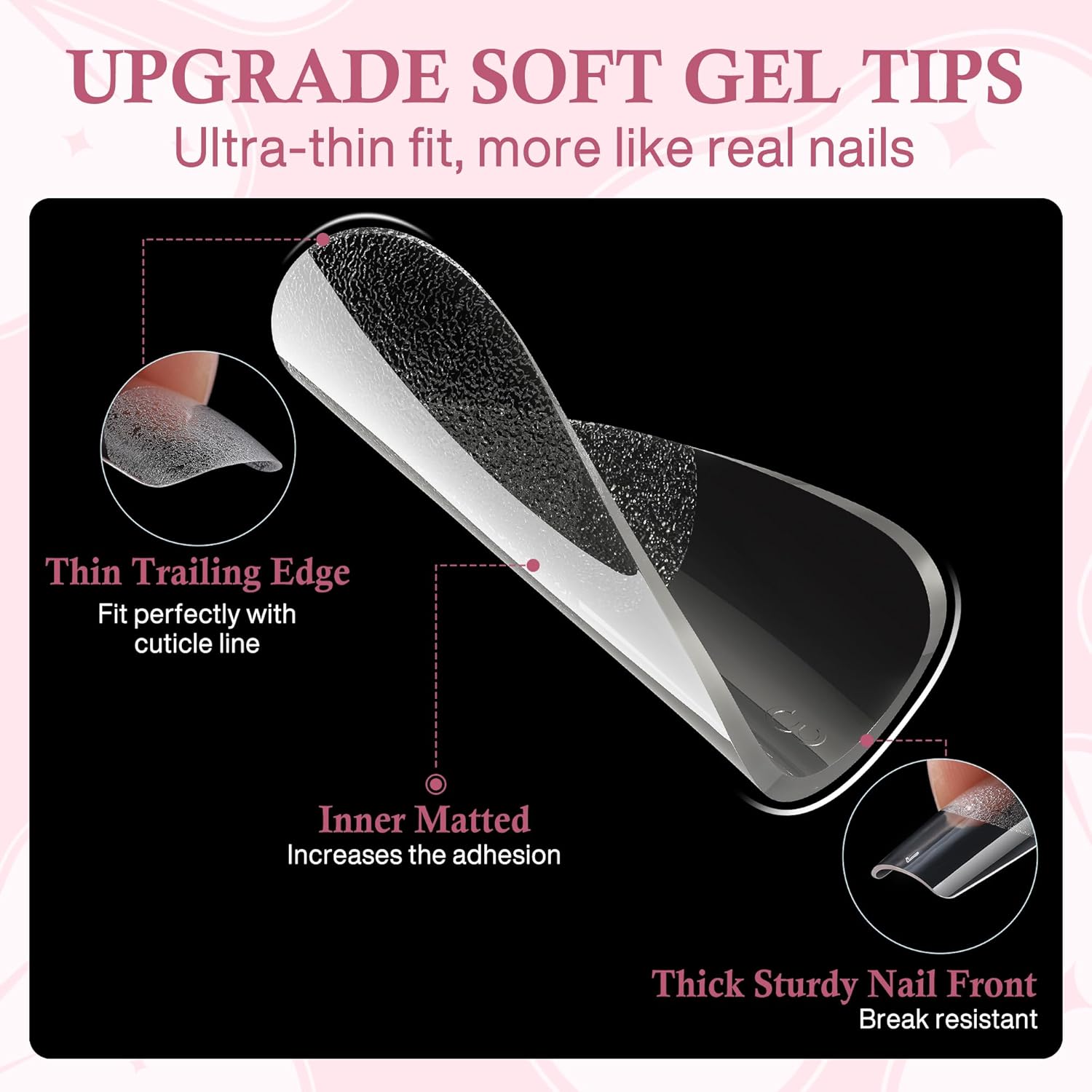 Nail Tips Square: 504pcs Pre-etched Square Press on Nails Clear Full Cover Fake Nails for French Nail Extension Salon Home DIY 12 Sizes Gel Tips-BrightBean Baby