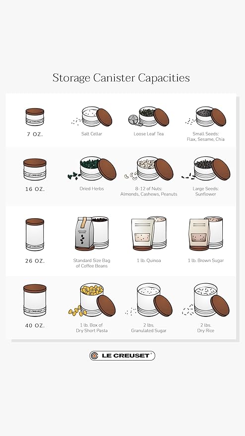 Le Creuset Signature Salt Cellar and Storage Canister with Wood Lid, 7 oz., Flame