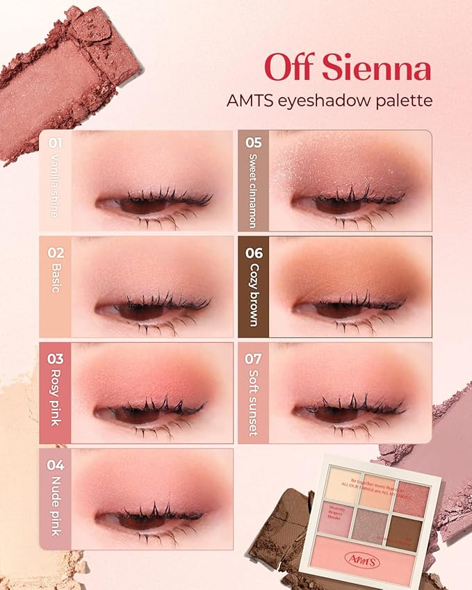AMTS Off Sienna & Authentic Amber Eyeshadow Palettes Set, Valentine's gifts for teen girls, women | Matte Shimmer Metallic, Long Lasting-BrightBean Baby
