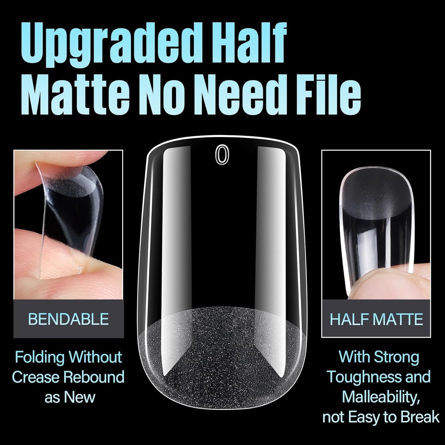 TOMICCA Short Square Nail Tips, 240Pcs Half Matte Press on Full Cover Acrylic Nails, 12 Sizes Soft Acrylic Fake Nail Tips for Nail Extension Art Home DIY Nail Salon-BrightBean Baby