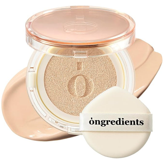 Skin Barrier Glow Cover Cushion, All-day Coverage, Glow Finish, Lightweight, Skincare-Like Texture, Non-cakey Makeup, Korean Cushion Foundation (#21N Sun Glitter, 0.49 oz)-BrightBean Baby