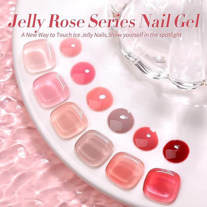 Born Pretty Jelly Nude Pink Gel Nail Polish Sheer Transparent Gel Polish 6Colors Soak Off U v Light Cure Gel Polish Kit for Salon and Nail Art DIY at Home-BrightBean Baby