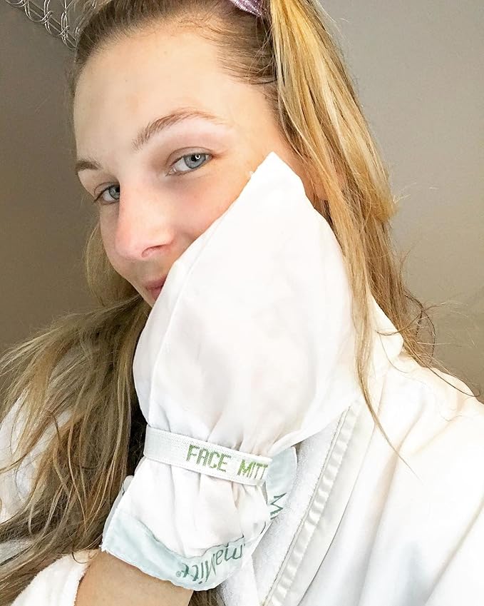 MicrodermaMitt Clear Skin Exfoliating Mitt for Face, Lips, Neck - Gentle Dead Skin Remover & Facial Scrub Clears Blackheads, Unclogs Pores, Evens Skin Tone & Texture, Lips Scrub Care, Lip Exfoliator-BrightBean Baby