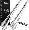Grill Tongs, 600 Degrees Heat Resistant 17 Inch Extra Long BBQ Tongs, All Metal Kitchen tongs, Heavy Duty Stainless Steel Locking Tongs for Cooking, Grilling, Barbecue/BBQ, Buffet, 2 Pack