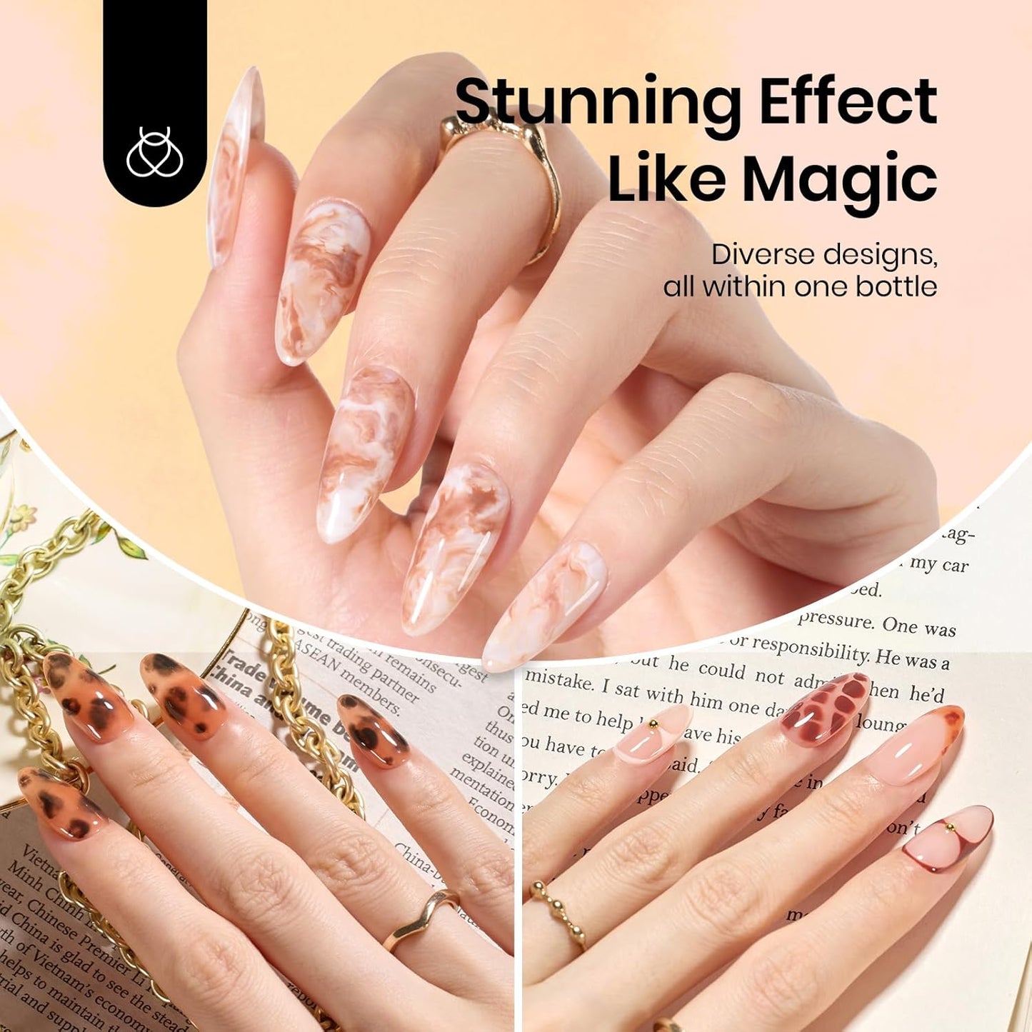 Beetles Halloween Blooming Gel: 2 Pcs 15ml Clear Uv Led Blooming Gel Nail Polish for Spreading Effect Blossom Marble Natural Stone Watercolor Floral Print Soak off Nail Diy Design-BrightBean Baby