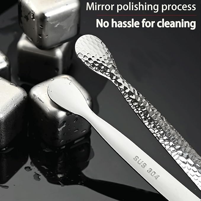 4Pcs 4.3" Stainless Steel Mini Ice Tongs – Ideal for coffee bars, tea parties, dessert events & kitchen use (sugar/ice buckets, appetizers). Available in shiny/textured surface styles for versatile