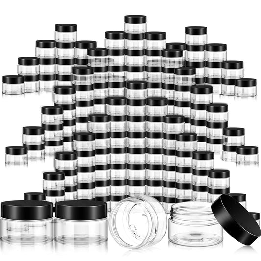200 Pcs 2 oz Black Plastic Container Cosmetic Jars with Lid Round Plastic Jars Small Travel Containers for Storage Makeup Creams Lotion Ointments-BrightBean Baby