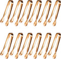 JCREN 12 Pcs Small Serving Tongs, 4" Rose Gold Appetizer Tongs for Parties & Catering, Food-Grade 304 Stainless Steel