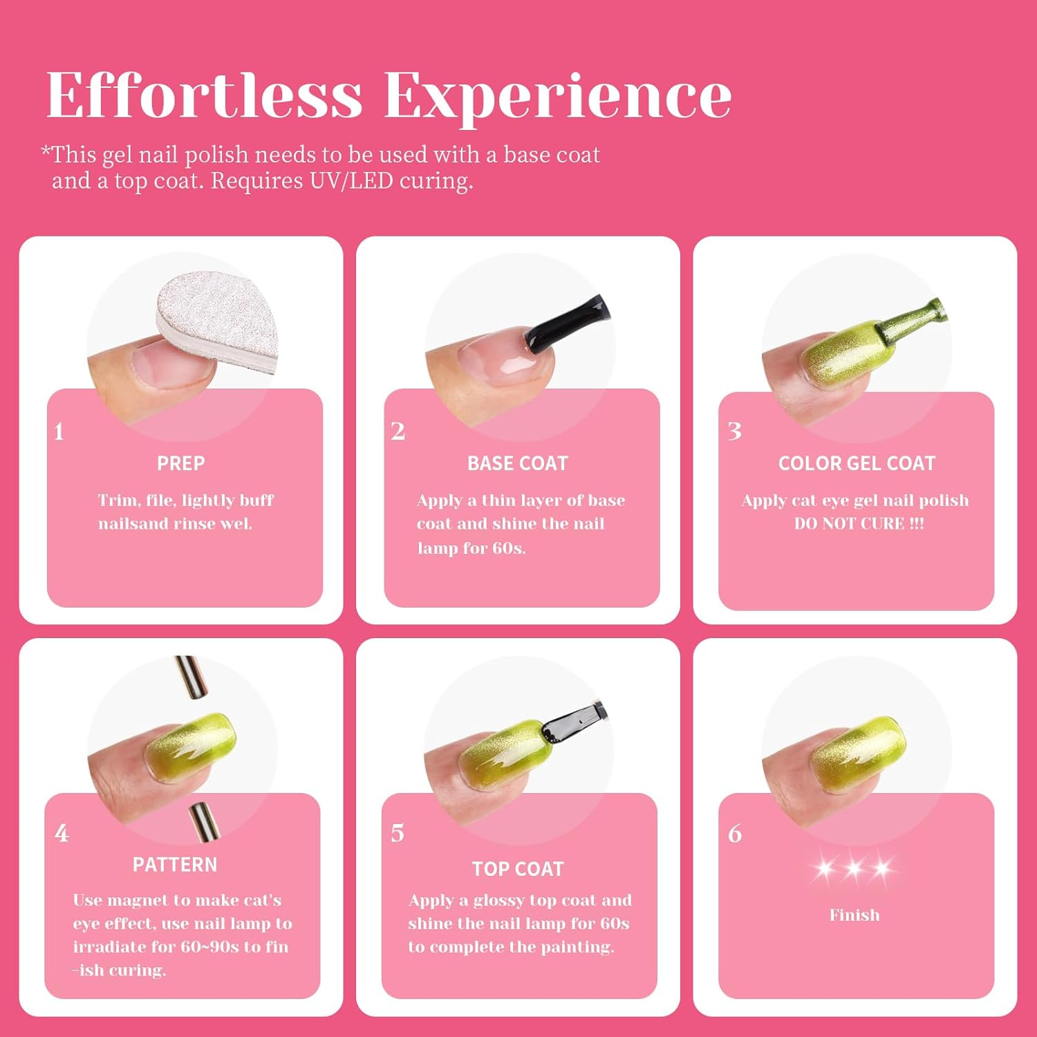 Neon Pink Cat Eye Gel Nail Polish - Perfect for DIY at Home & Ideal Gift for Nail Art Lovers!-BrightBean Baby