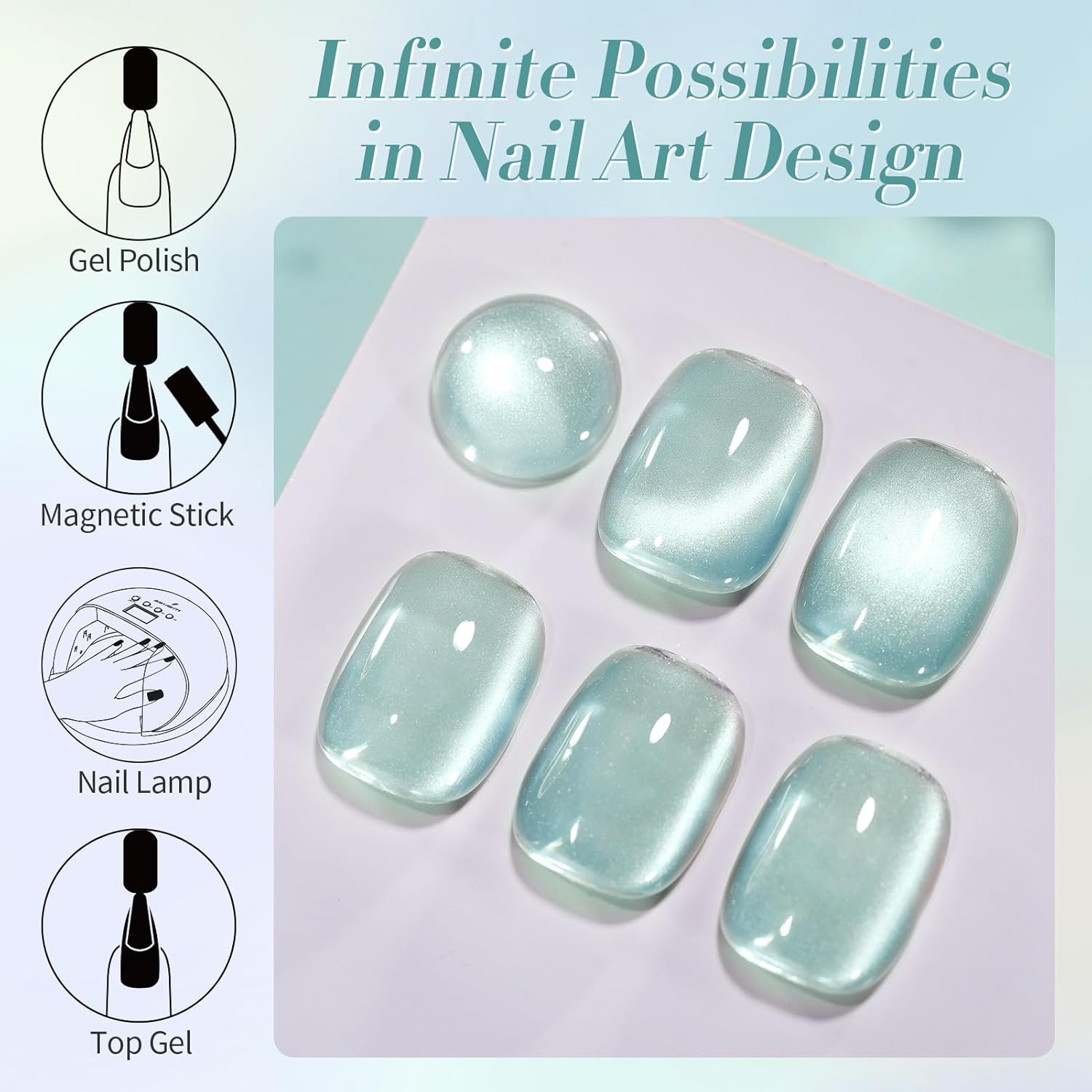 Born Pretty Cat Magnetic Eye Gel Nail Polish, Green Moonlight Cat Magnetic Gel, Glass Shiny Effect Green Soak Off Nail Art Salon Manicure Home Gift 15ml-BrightBean Baby