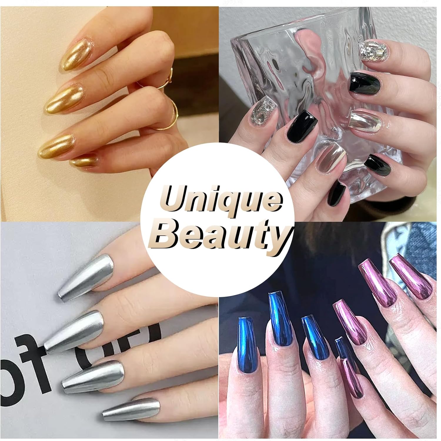 Allstarry Brown Chrome Nail Powder, 2pcs Metallic Mirror Effect Dust Glitter Glazed Manicure Decoration Reflective Pigment for Gel Polish Nail Art Decoration Resin Craft, Festivals - Dark Coffee-BrightBean Baby