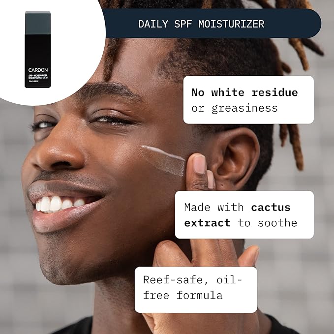 Cardon Cactus-Based Men's Skincare Set | Premium Korean Skincare for Sensitive Skin and Oily Skin | Water-based Face Moisturizer with SPF 30, Gentle Face Wash, Repairing Night Cream with Vitamin E-BrightBean Baby