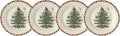 Spode Christmas Tree 8" Candy Cane Appetizer Plates (Set of 4) - Festive Holiday Tableware, Dishwasher & Microwave Safe - Ideal for Desserts, Snacks, Salads - Christmas Décor & Holiday Gift