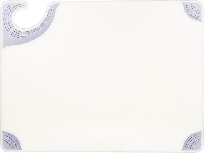 San Jamar Saf-T-Grip Plastic Cutting Board with Safety Hook, 9" x 12" x 0.375", White