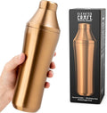 Elevated Craft Hybrid Cocktail Shaker - Premium Vacuum Insulated Stainless Steel Copper Cocktail Shaker - Innovative Measuring System - Martini Shaker for the Home Bartender - 28oz Total Volume