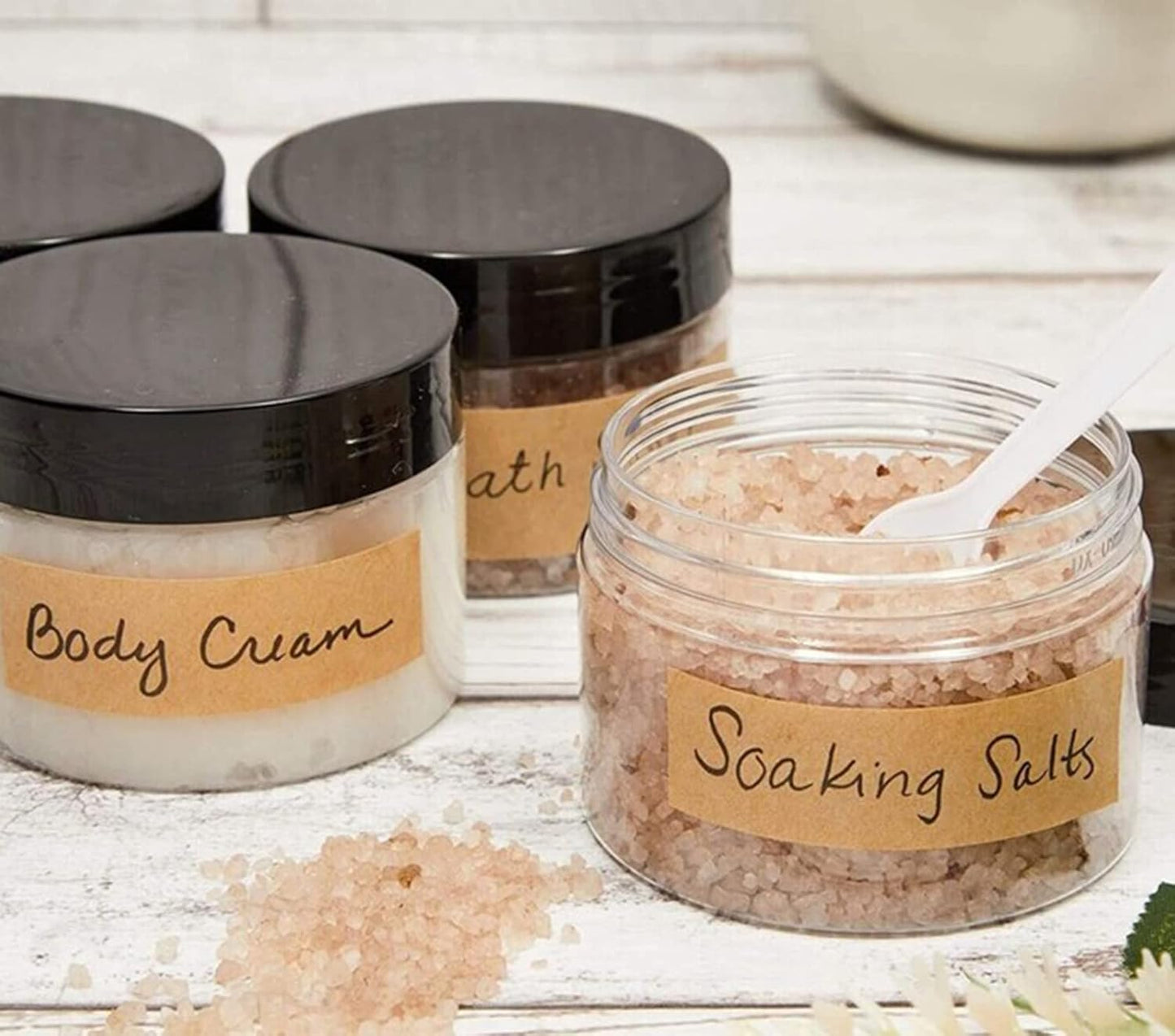 50 Pieces 2oz Plastic Jars with Lids Clear Round Cosmetic Container Empty Storage Jars for Makeup,Jewelry,Samples,Travel Storage-BrightBean Baby