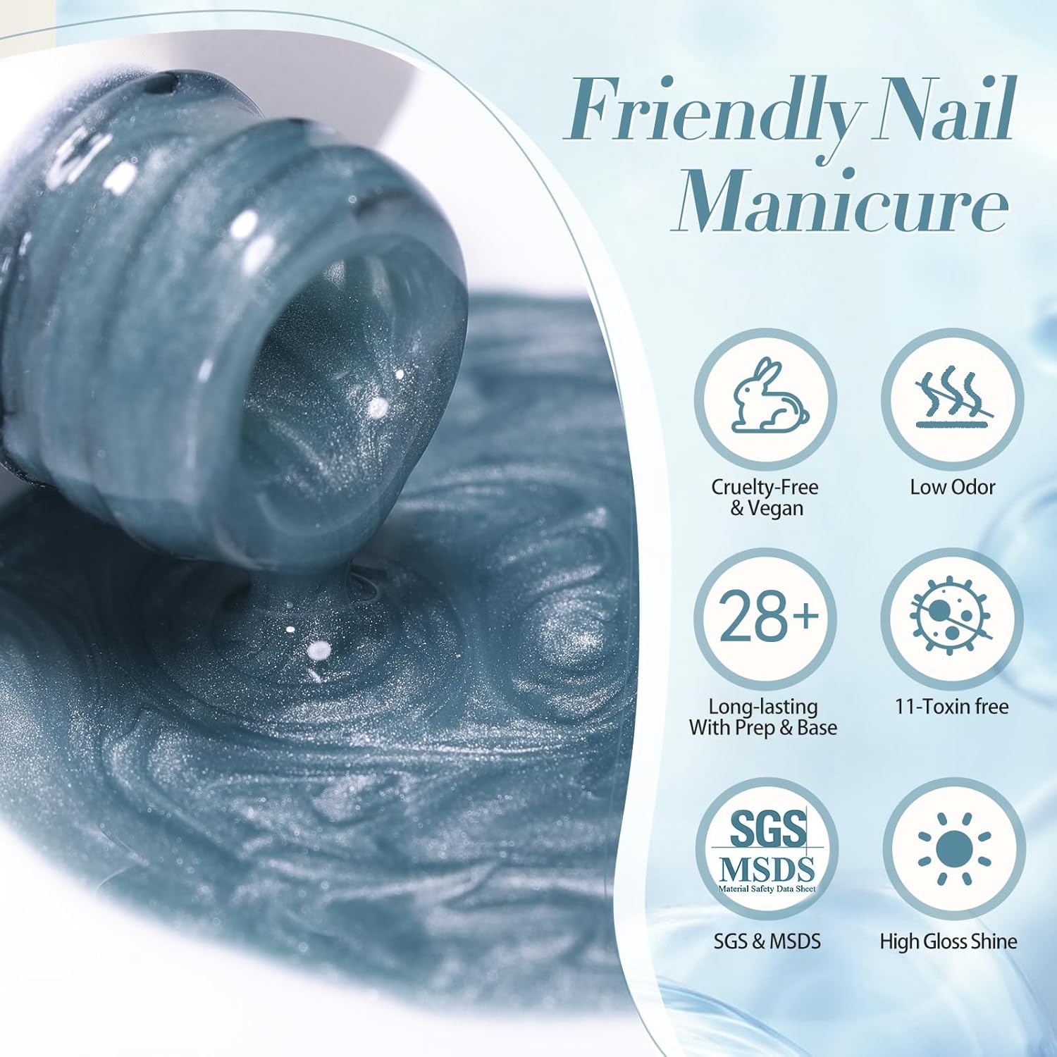 BORN PRETTY Cat Magnetic Eye Gel Nail Polish, Blue Glitter Cat Magnetic Gel Nail Polish, Crescent Bay Magnetic Nail Polish for Nail Art Manicure Salon DIY at Home 15ML-BrightBean Baby