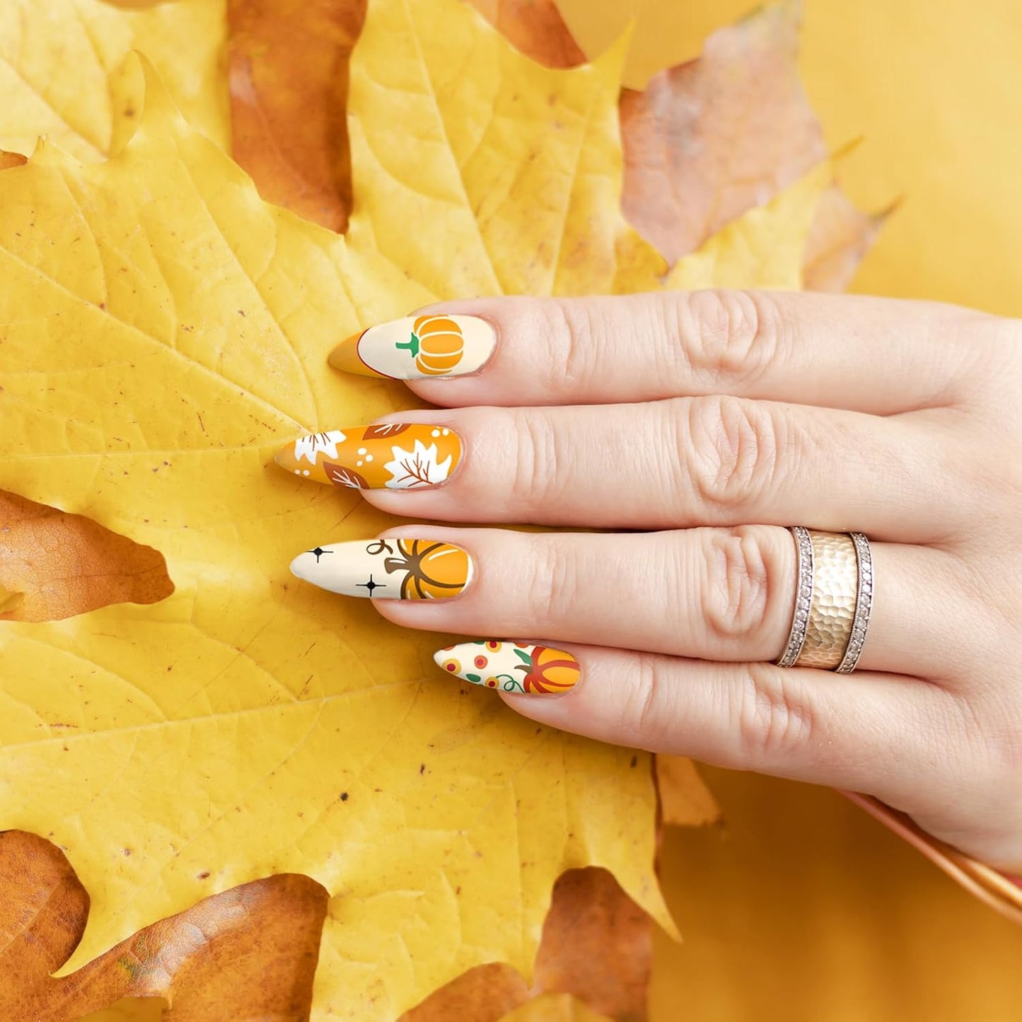 Whaline 6Pcs Fall Nail Plates Stamping Set Pumpkin Leaves Stamp Templates Nail Art Plates for Autumn Harvest Thanksgiving DIY Print Manicure Salon Design-BrightBean Baby