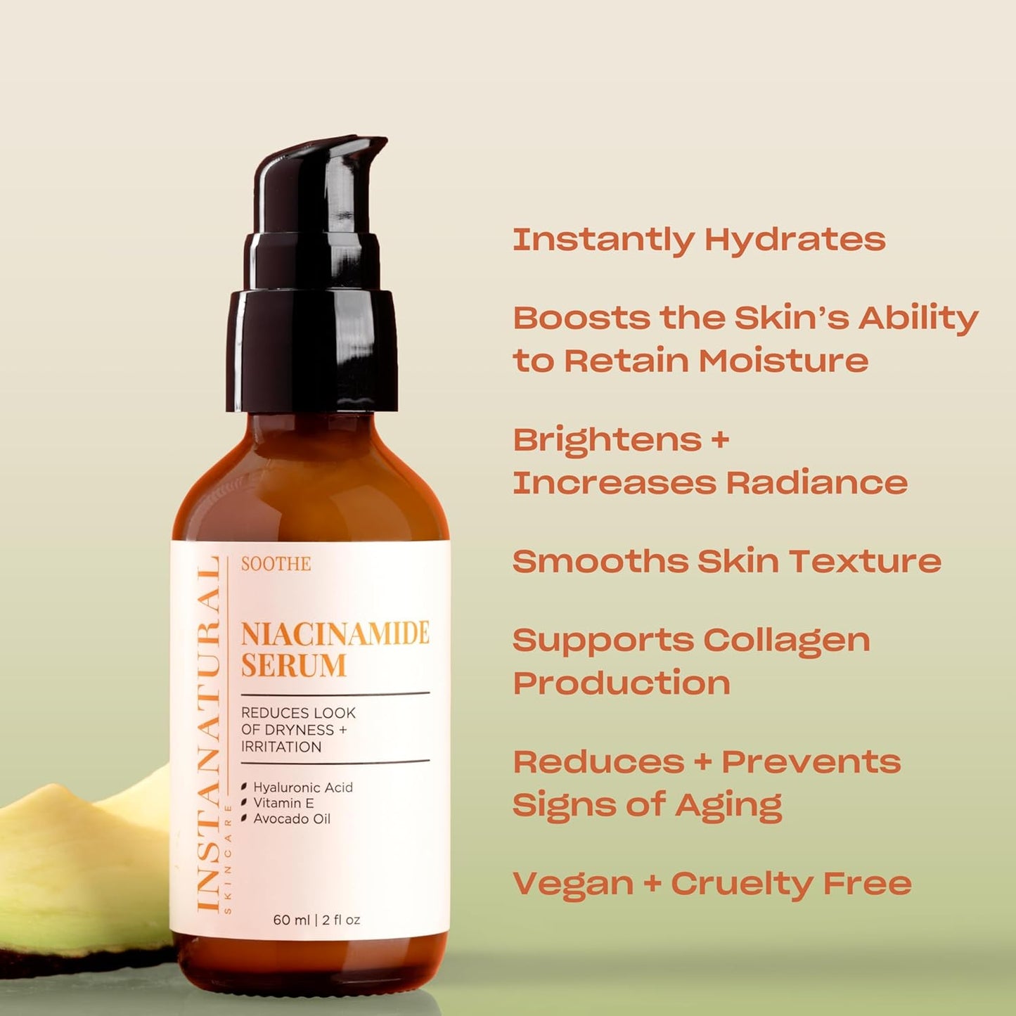 InstaNatural Niacinamide Face Serum, Hydrates, Soothes, Reduces Irritation, Redness, Lines, Wrinkles, and Other Signs of Aging, with Hyaluronic Acid and Vitamin E, 2 Fl Oz-BrightBean Baby