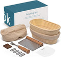 Kook Banneton Bread Proofing Set, Artisan Sourdough Bread Making Kit, 9.8 Inch Rattan Baskets and Liners, Metal & Plastic, Scrapers, Scoring Lame & Case, 4 Extra Blades, Set of 2, Oval