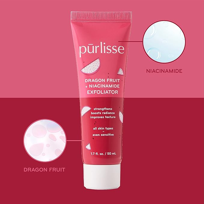 pürlisse Dragonfruit + Niacinamide Face Exfoliator Scrub - Exfoliating Face Wash for Radiance & Improved Texture - Strengthens Skin Barrier, Reduces Blemishes & Fights Signs of Aging (1.7 Fl oz)-BrightBean Baby