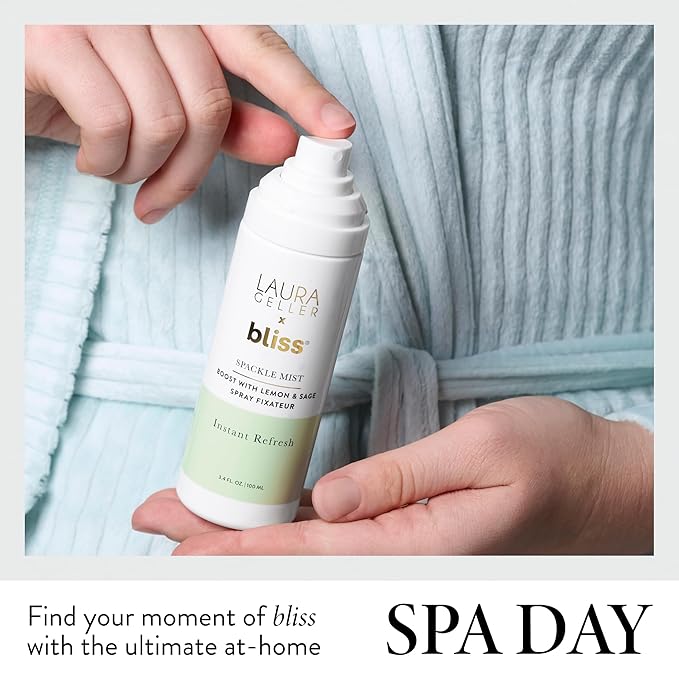 LAURA GELLER NEW YORK x Bliss Spackle Mist Boost with Lemon & Sage - Long-Lasting Dewy Skin Makeup Setting Spray - Brighten and Soothe Dull Skin-BrightBean Baby