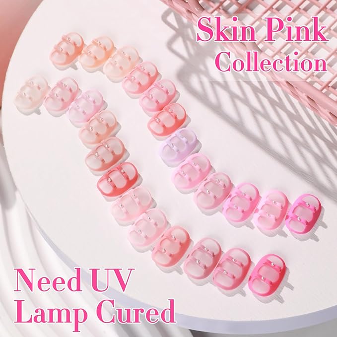 Double Rhythm 28Pcs 0.5Oz Gel Nail Polish Set Same Color Same Bottle Soak Off Gel Polish Kit Nail Art Manicure Salon DIY at Home for Women (Neutral Skin Pink Nude Collection-T24-12)-BrightBean Baby