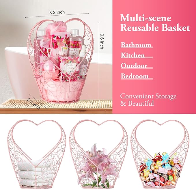 Gift Basket For Women, Mother's Day Gift for Mom Spa Set Lily & Peony Home Spa Set, Beauty Personal Care Set Jojoba Oil, Spa Self Care Kit, Bath Body For Thank You, Birthday, Mom, Anniversary Gift-BrightBean Baby