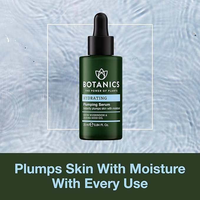 Botanics Hydrating Serum - Skin Plumping Serum for Face & Long-Lasting Hydration - Enriched with Snow Mushroom - Vegan & Cruelty-Free (0.84 Fl Oz)-BrightBean Baby