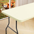 homing Rectangle Table Cloth Cover, Waterproof Polyester Elastic Fitted Tablecloth, Fits for 5 Foot Folding Tables, Washable Table Protector for Picnic, Camping, Outdoor (Cream Yellow, 30" x 60")