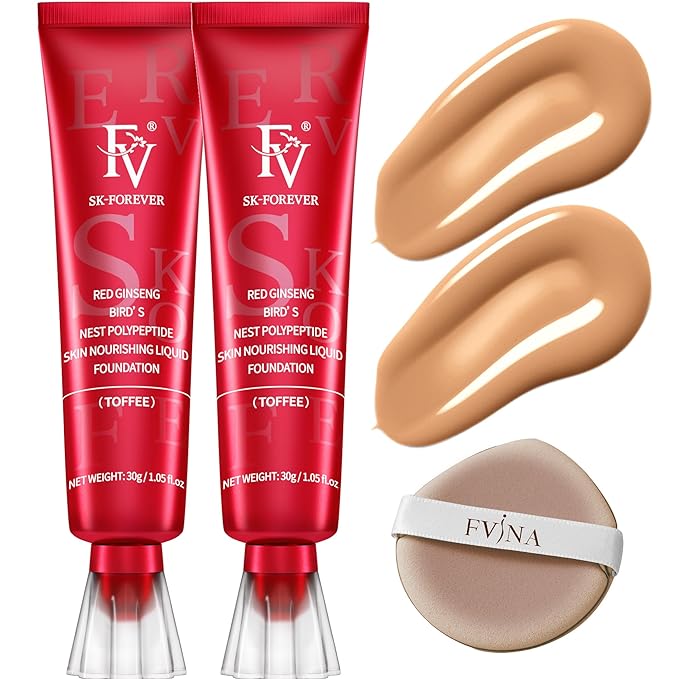 FV Waterproof Foundation, Lightweight & Medium Coverage Foundation with Matte Finish, Oil Control Long Lasting Liquid Foundation Makeup for Oily Normal Skin (Toffee)-BrightBean Baby