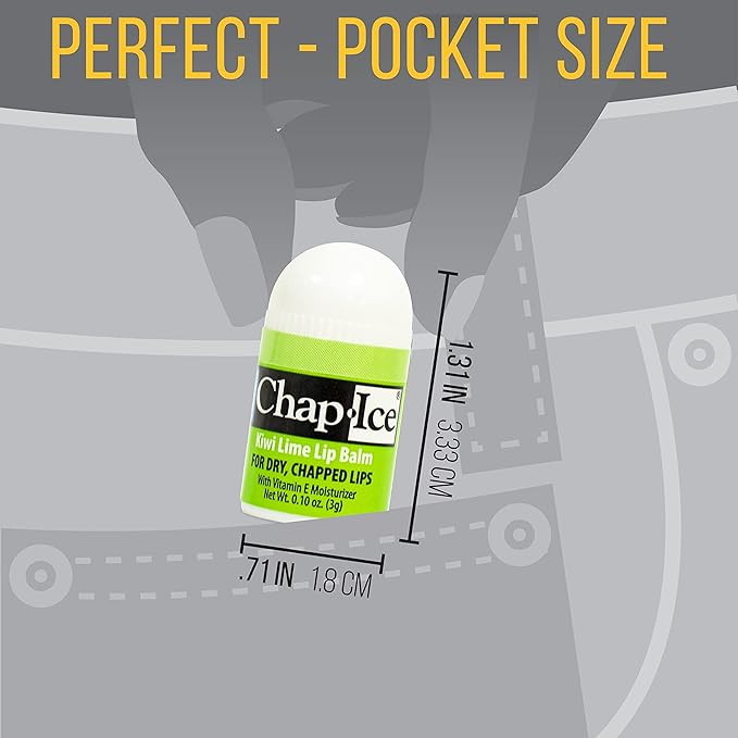 Chap-Ice® | 12-Count Mini Kiwi Lime Lip Balm | Lip Balm Pack Fortified with Vitamin E for Dry, Cracked Lips | Made in USA | 12-Count Mini Lip Balm with Kiwi Lime Flavor (0.10oz/3g Each)-BrightBean Baby