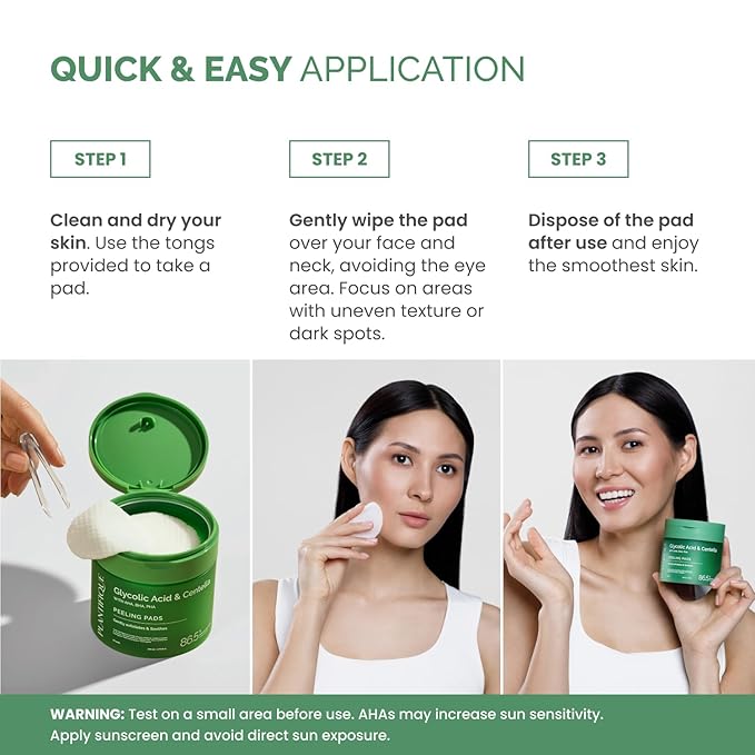 PLANTIFIQUE Korean Glycolic Acid Toner Pads 60 Pcs with Niacinamide, CICA - AHA BHA PHA Face Daily Peel Exfoliating Pads Formula for Gentle Skin Renewal for All Skin Types - Refillable Container-BrightBean Baby