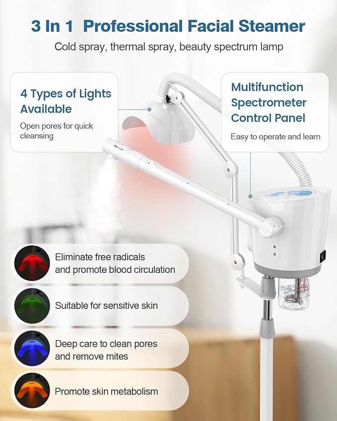 Kingsteam Professional Hot and Cold Facial Steamer，Nano Water Mist, Large Capacity Steam, 30 Min Timer, Deep Cleansing, Designed for Beauty Salon, Skin Clinic, Professional Salon, Home-BrightBean Baby