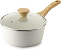 SENSARTE White Ceramic Nonstick Saucepan with Lid 2.5 Quarts - White Granite Coating